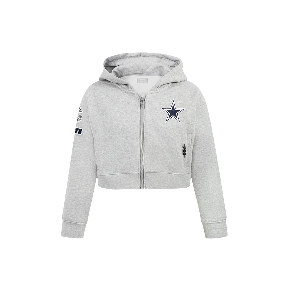 NFL DALLAS COWBOYS CLASSIC LITTLE GIRLS FLEECE FULL ZIP HOODIE (HEATHER GREY)