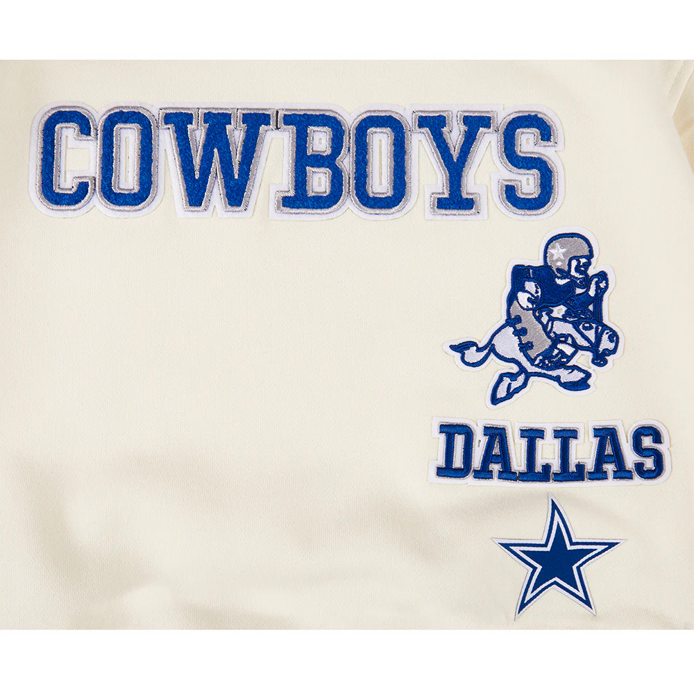 NFL DALLAS COWBOYS RETRO CLASSIC LITTLE GIRLS RIB FLEECE CREWNECK (EGGSHELL/DODGER BLUE) - Image 7