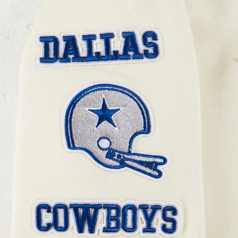NFL DALLAS COWBOYS RETRO CLASSIC TODDLER BOYS RIB FLEECE PULLOVER HOODIE (EGGSHELL/DODGER BLUE) - Image 4