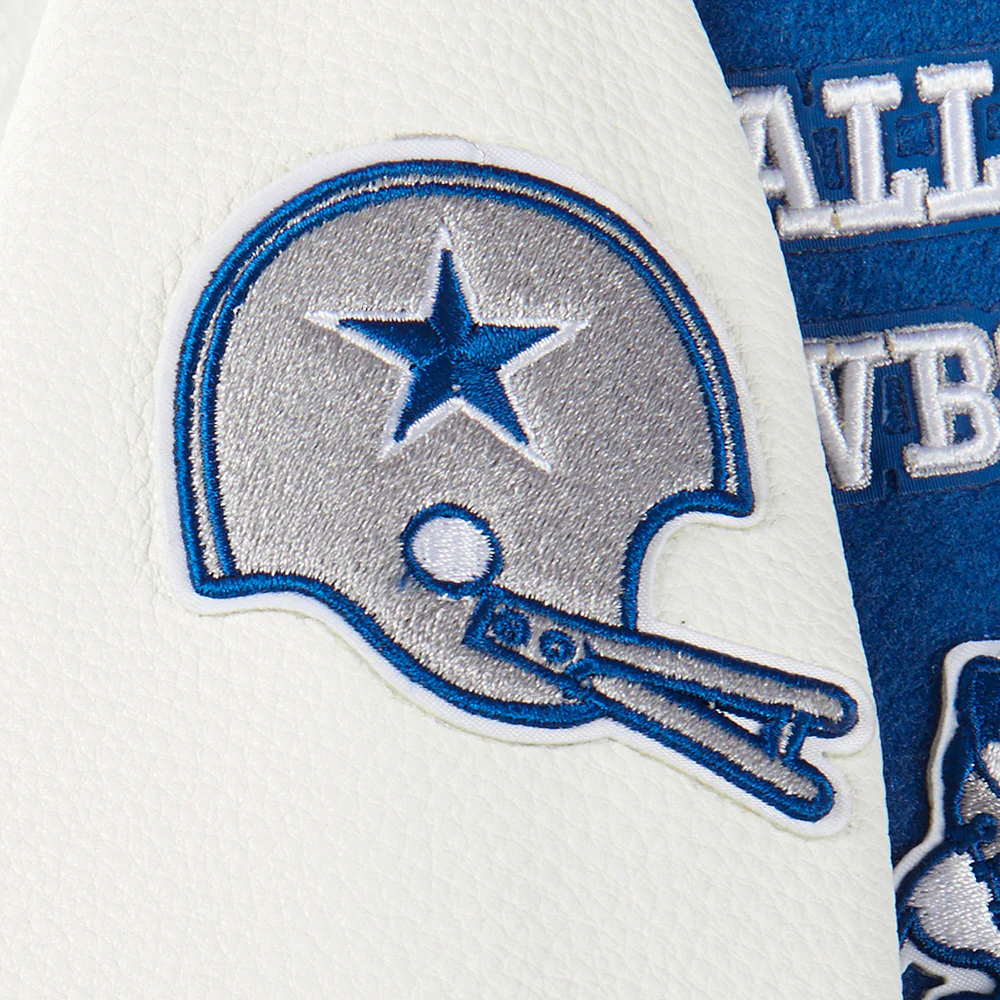 NFL DALLAS COWBOYS RETRO CLASSIC TODDLER BOYS RIB WOOL VARSITY JACKET (DODGER BLUE/WHITE) - Image 5