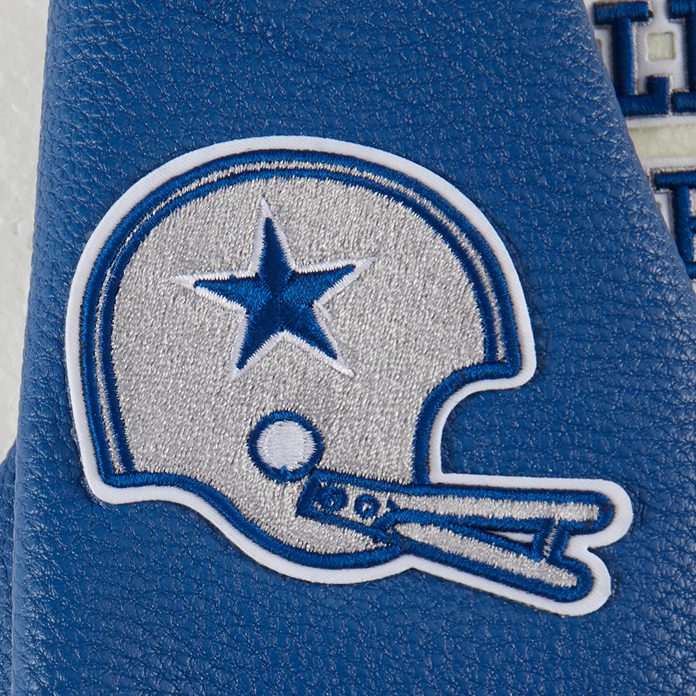 NFL DALLAS COWBOYS RETRO CLASSIC TODDLER BOYS RIB WOOL VARSITY JACKET (EGGSHELL/DODGER BLUE) - Image 6