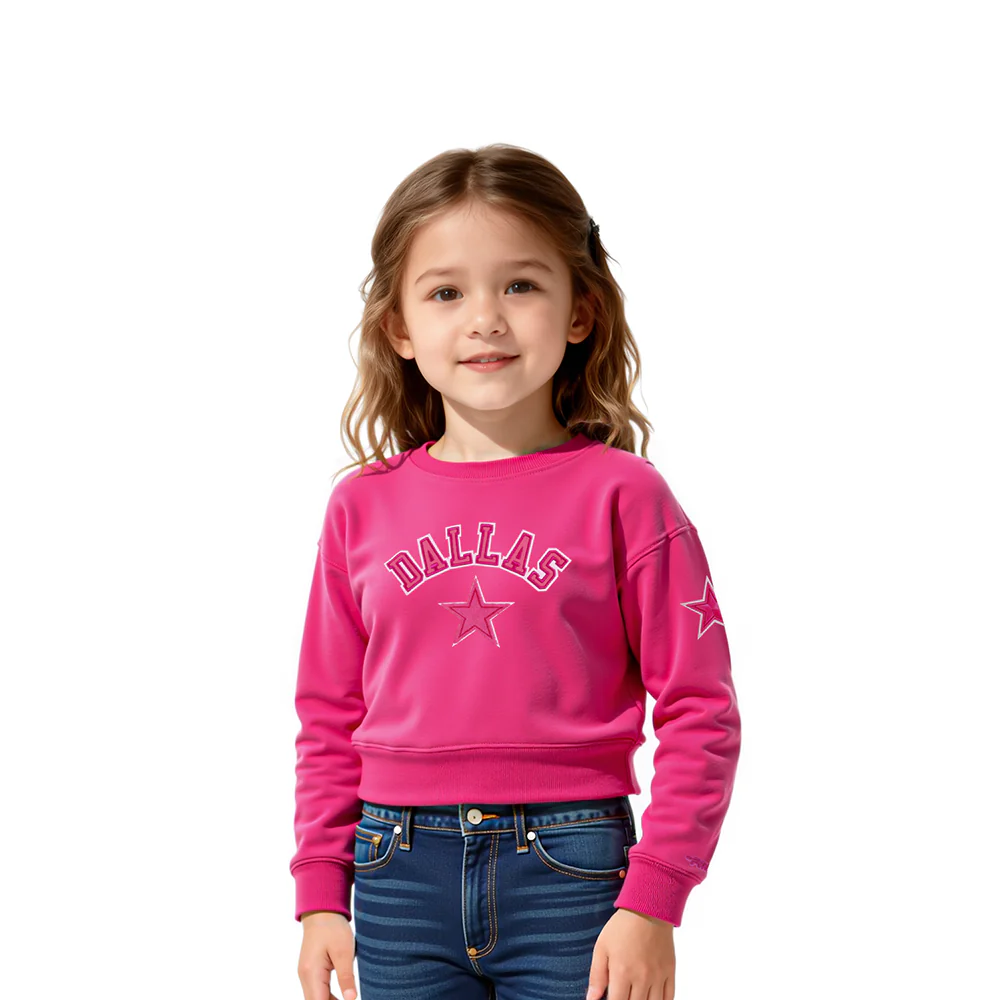 NFL DALLAS COWBOYS TRIPLE PINK TODDLER GIRLS FLEECE CREWNECK (BEETROOT PURPLE)