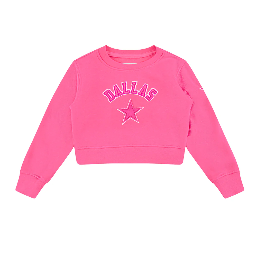 NFL DALLAS COWBOYS TRIPLE PINK TODDLER GIRLS FLEECE CREWNECK (BEETROOT PURPLE) - Image 3