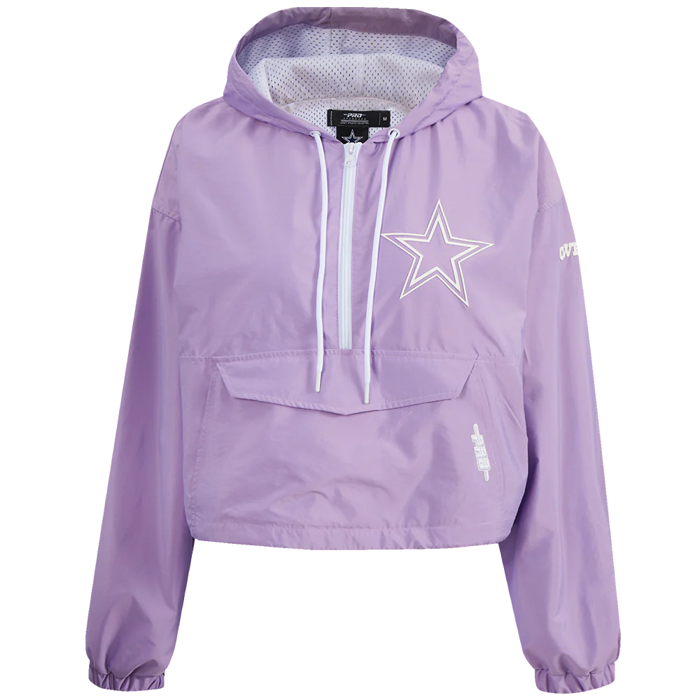 NFL DALLAS COWBOYS HOLOGRAM WOMEN'S 1/2 ZIP WIND JACKET (IRIDESCENT)