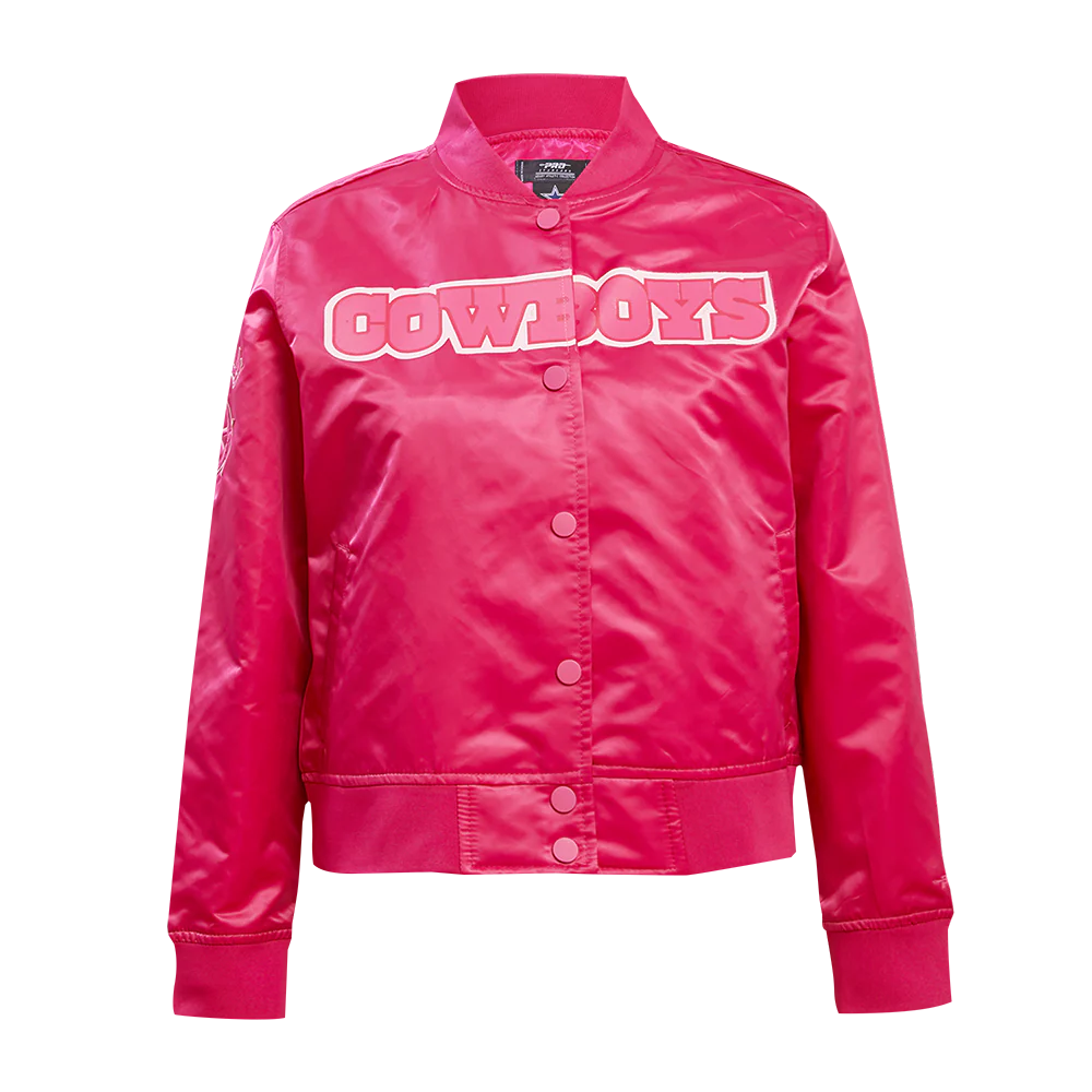 NFL DALLAS COWBOYS TRIPLE PINK WOMEN'S SATIN JACKET (BEETROOT PURPLE)