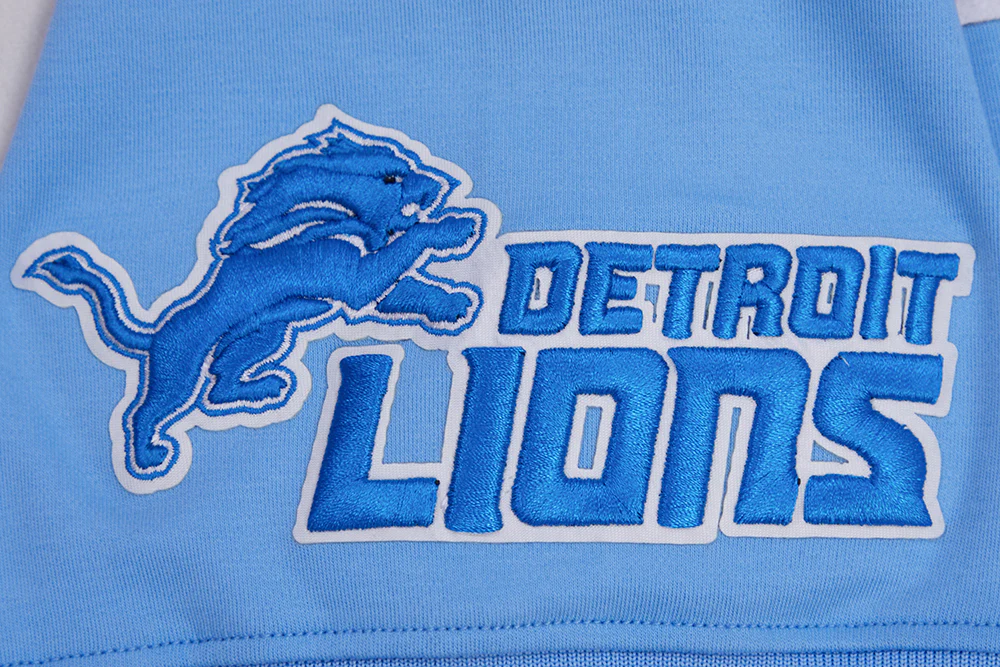 NFL DETROIT LIONS CLASSIC CHENILLE MEN'S DOUBLE KNIT SHORT SLEEVE PULLOVER HOODIE (UNIVERSITY BLUE) - Image 7