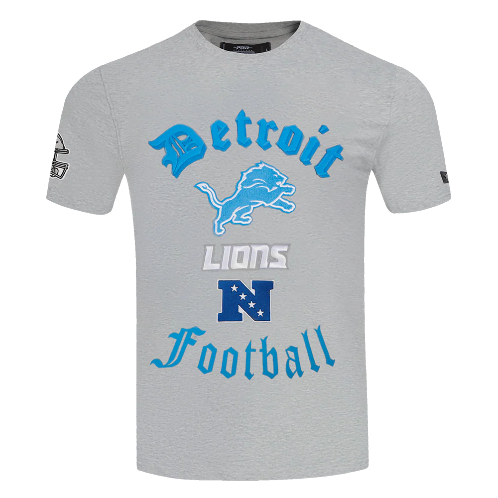 NFL DETROIT LIONS OLD ENGLISH MEN'S TEE (HEATHER GREY)