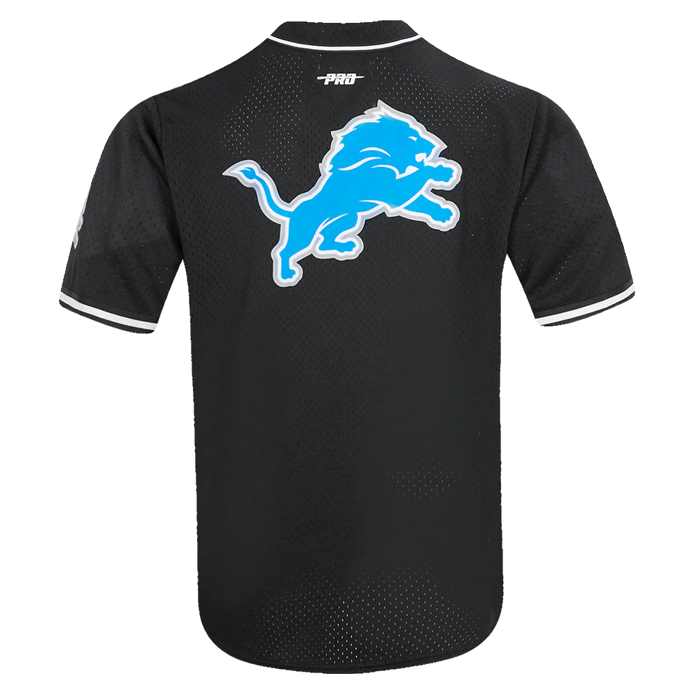 NFL DETROIT LIONS AIDAN HUTCHINSON #97 CLASSIC MEN'S MESH BUTTON DOWN (BLACK) - Image 3
