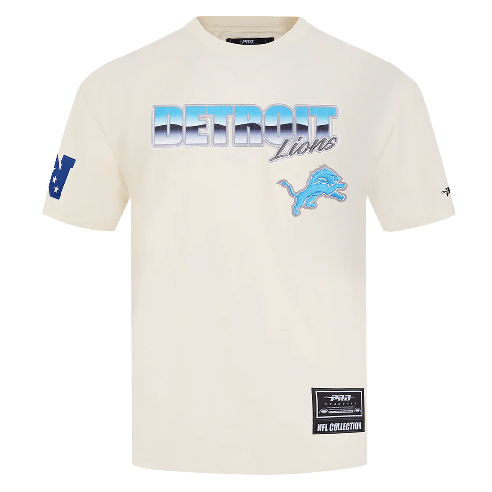 NFL DETROIT LIONS CHROME MEN'S COTTON JERSEY DROP SHOULDER TEE (EGGSHELL)