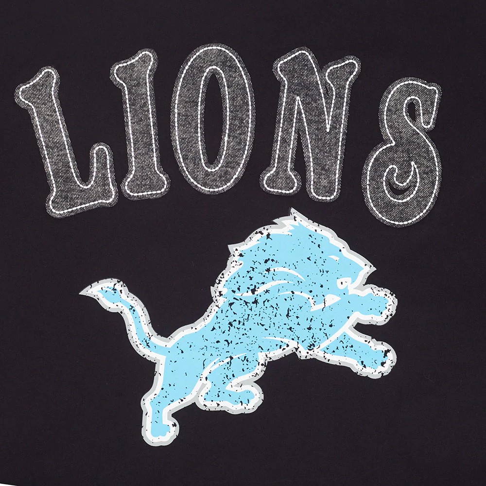 NFL DETROIT LIONS REBEL ATHLETICS STACKED LOGO MEN'S SJ TEE (BLACK) - Image 5