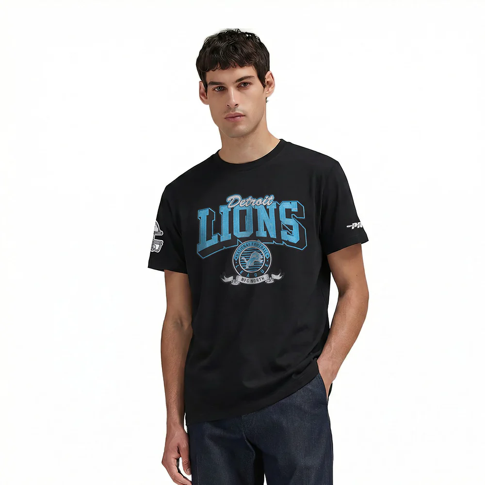NFL DETROIT LIONS TEAM BADGE MEN'S SJ TEE (BLACK)