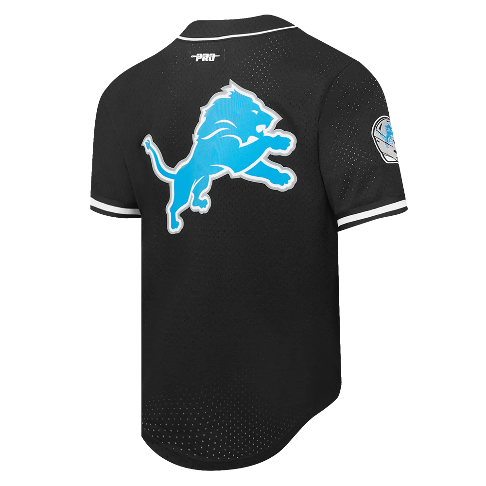 NFL DETROIT LIONS AMON RA ST. BROWN #14 CLASSIC MEN'S MESH BUTTON DOWN (BLACK) - Image 4