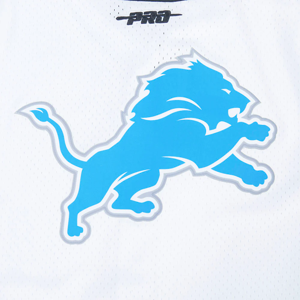 NFL DETROIT LIONS AMON RA ST. BROWN #14 CLASSIC MESH PNN MEN'S MESH BUTTON DOWN SHIRT (WHITE/BLACK/WHITE) - Image 7