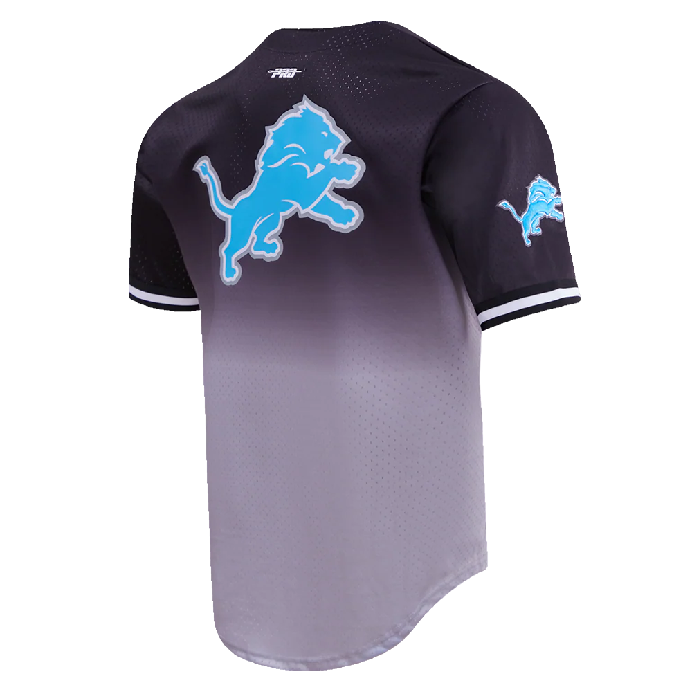 NFL DETROIT LIONS TEAM MEN'S MESH BUTTON DOWN SHIRT (BLACK/GRAY) - Image 3