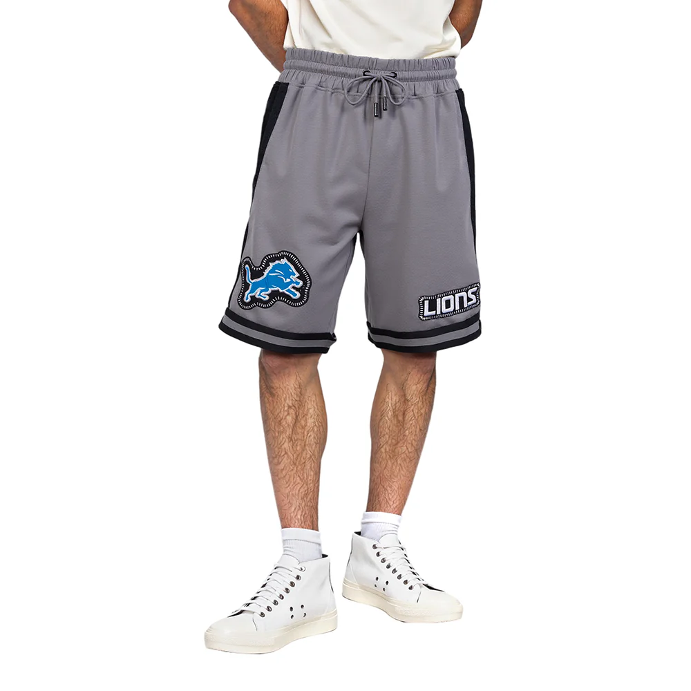 NFL DETROIT LIONS DIY PICK STITCH MEN'S DOUBLE KNIT 2.0 SHORT (GRAY/BLACK)
