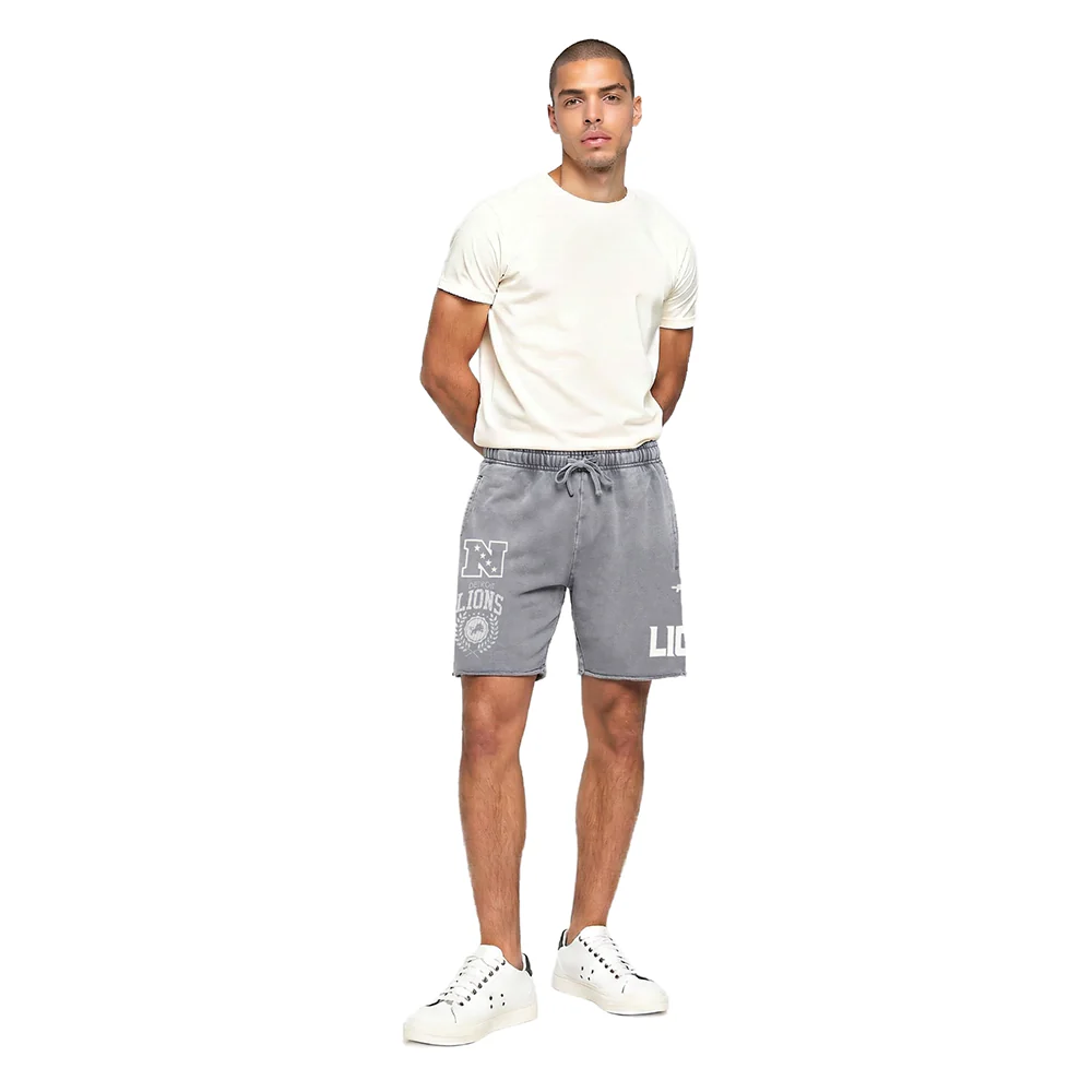 NFL DETROIT LIONS STREET TEAM MEN'S ENZYME WASH FT CUT-OFF SHORT (WASHED GREY) - Image 3