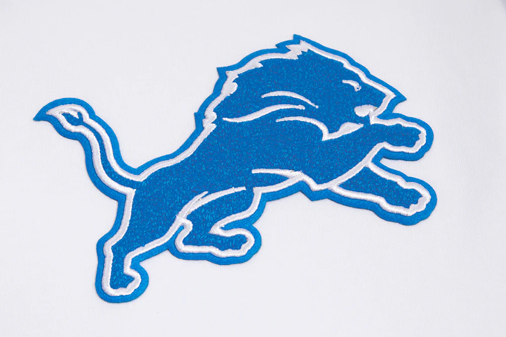 NFL DETROIT LIONS CLASSIC CHENILLE MEN'S DOUBLE KNIT PULLOVER HOODIE (WHITE) - Image 5