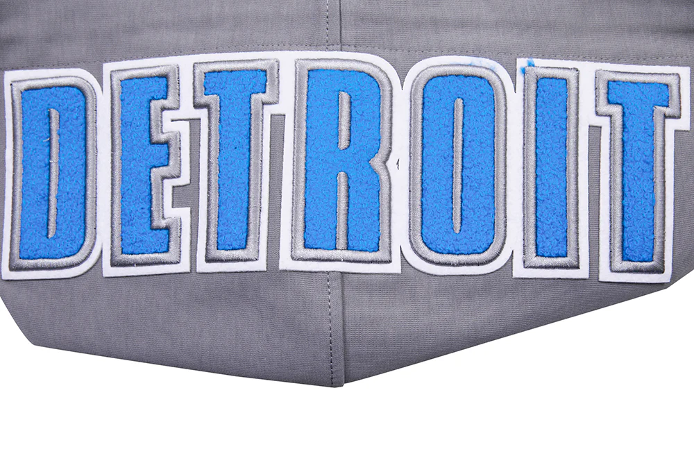 NFL DETROIT LIONS CLASSIC CHENILLE MEN'S DK FULL ZIP PULLOVER HOODIE (GRAY) - Image 5