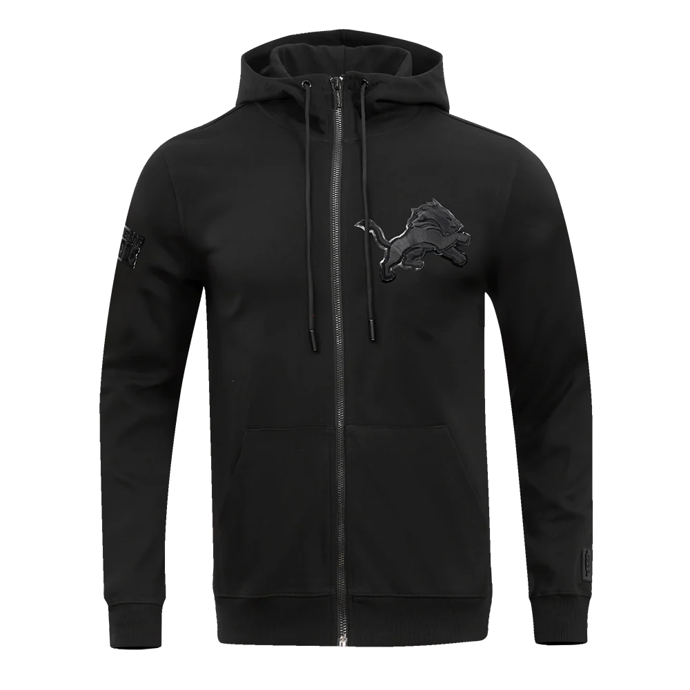 NFL DETROIT LIONS TRIPLE BLACK ZIP HOODIE (TRIPLE BLACK)
