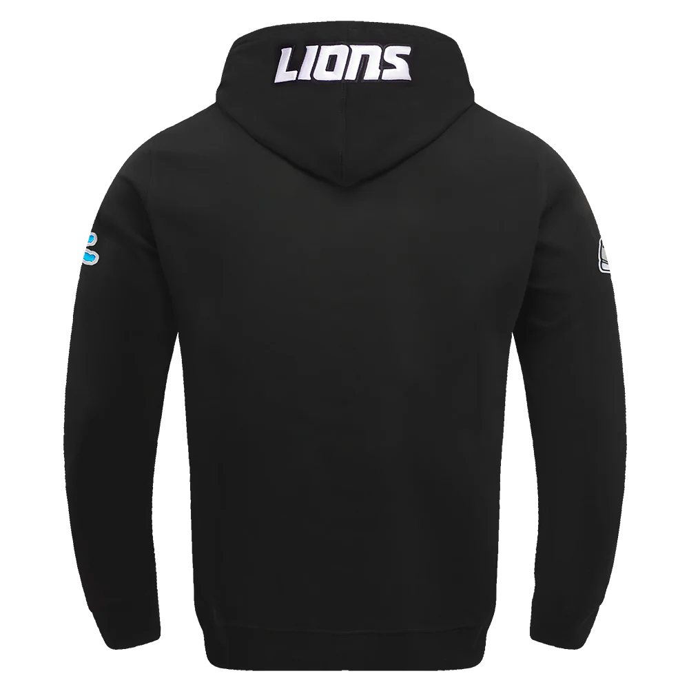 NFL DETROIT LIONS OLD ENGLISH MEN'S PULLOVER HOODIE (BLACK) - Image 3