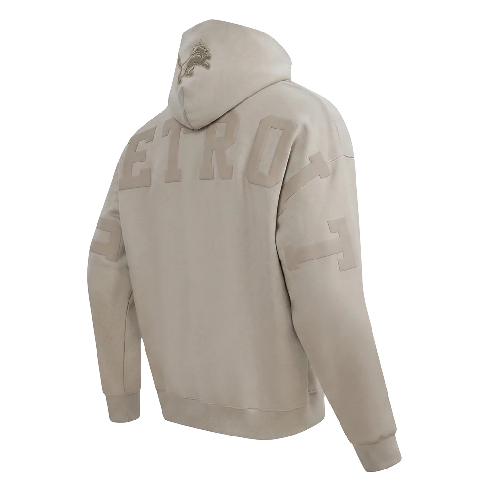 NFL DETROIT LIONS WINGSPAN MEN'S DROP SHOULDER FLEECE PULLOVER HOODIE (TAUPE) - Image 4