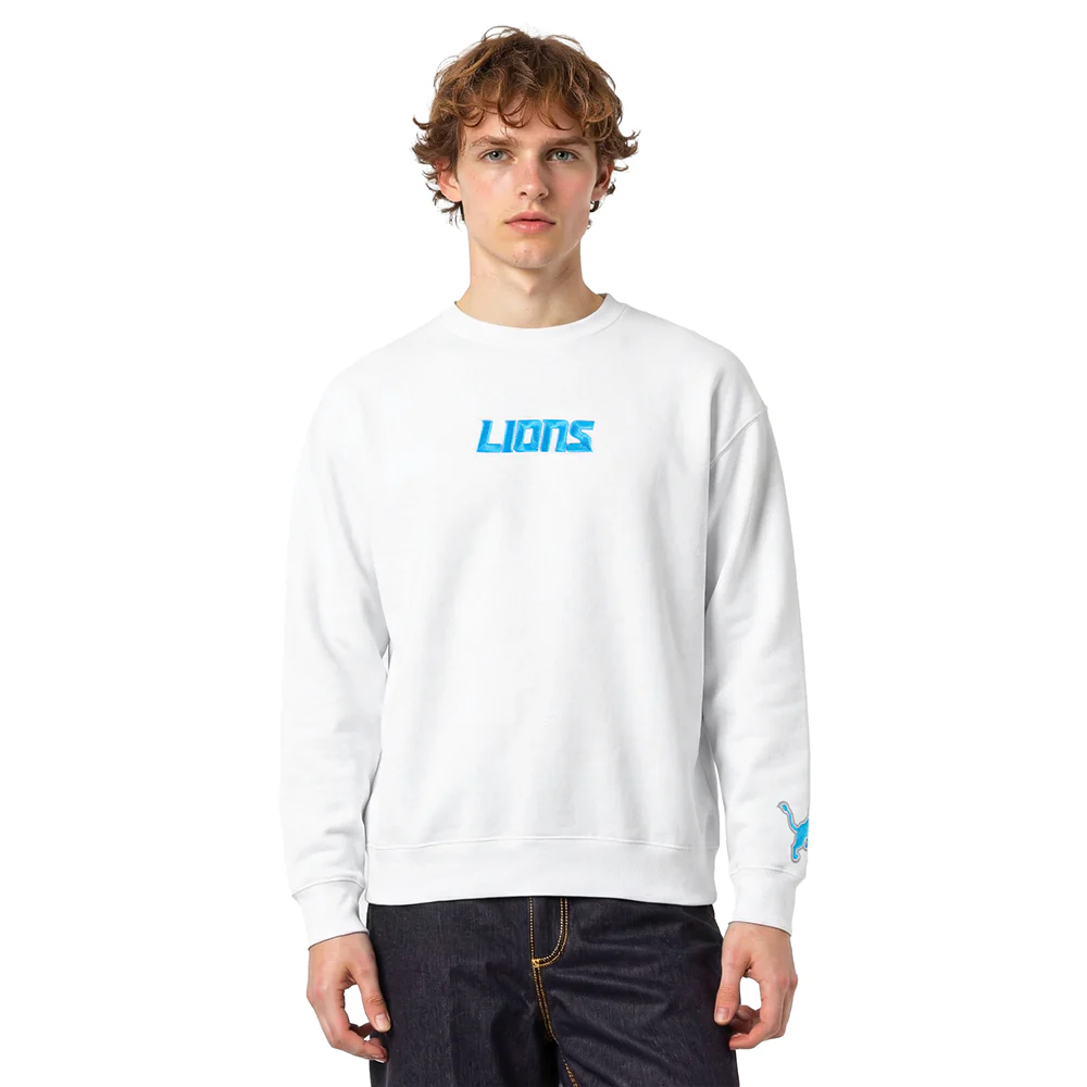 NFL DETROIT LIONS WINGSPAN MEN'S DROP SHOULDER FLC CREWNECK (WHITE) - Image 2