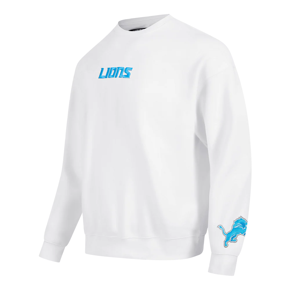 NFL DETROIT LIONS WINGSPAN MEN'S DROP SHOULDER FLC CREWNECK (WHITE) - Image 3