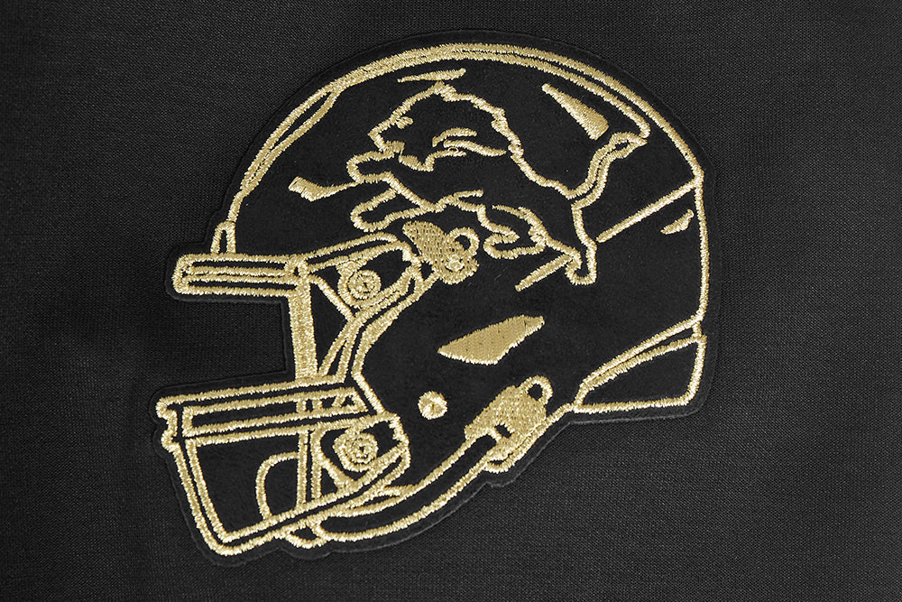 NFL DETROIT LIONS BLACK & GOLD MEN'S DOUBLE KNIT PULLOVER HOODIE (BLACK) - Image 7