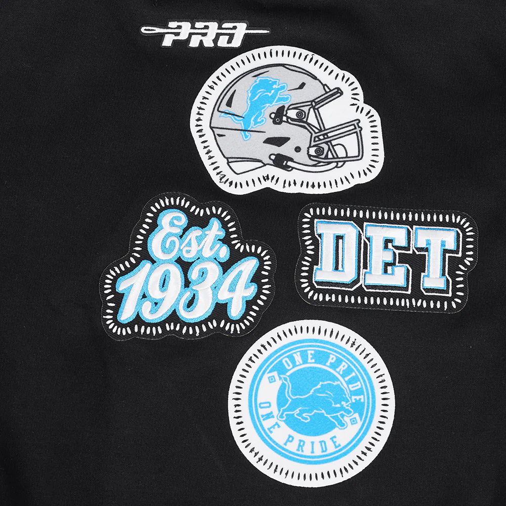 NFL DETROIT LIONS DIY PICK STITCH MEN'S DOUBLE KNIT PULLOVER HOODIE (BLACK) - Image 9