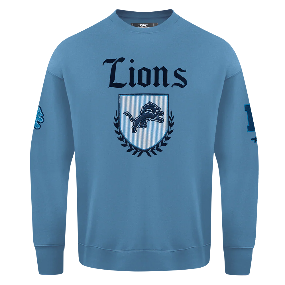 NFL DETROIT LIONS COUNTRY CLUB MEN'S DROP SHOULDER FLEECE CREWNECK (STEEL BLUE)