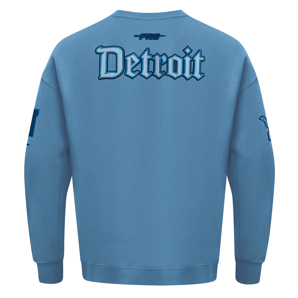 NFL DETROIT LIONS COUNTRY CLUB MEN'S DROP SHOULDER FLEECE CREWNECK (STEEL BLUE) - Image 3