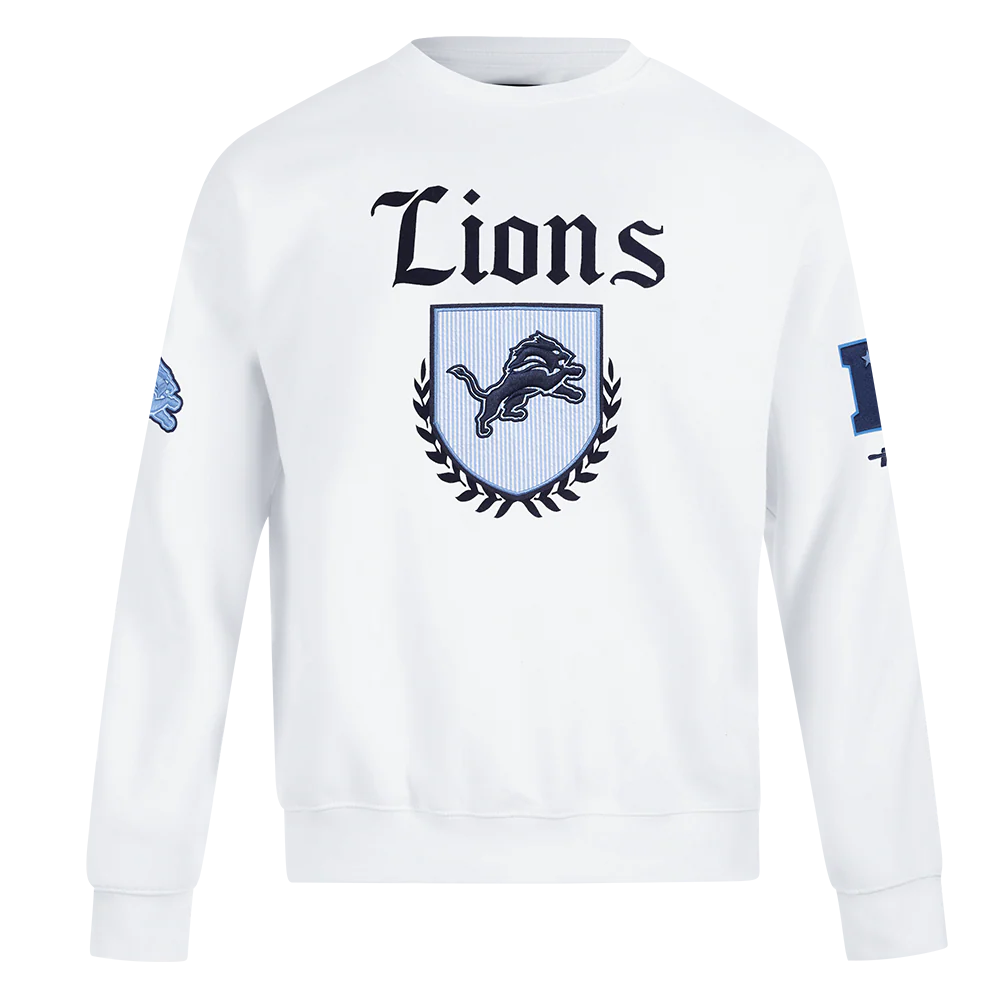 NFL DETROIT LIONS COUNTRY CLUB MEN'S DROP SHOULDER FLEECE CREWNECK (WHITE)