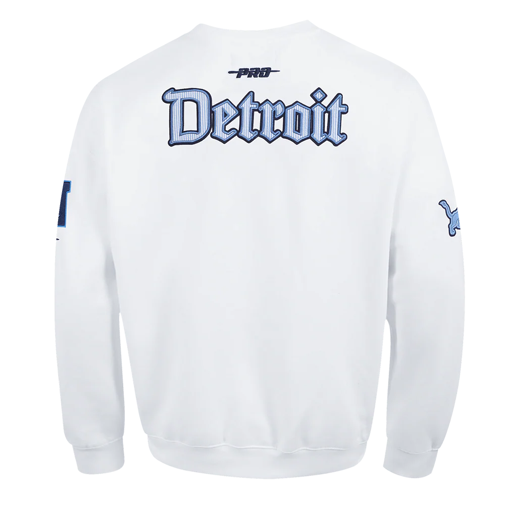 NFL DETROIT LIONS COUNTRY CLUB MEN'S DROP SHOULDER FLEECE CREWNECK (WHITE) - Image 3