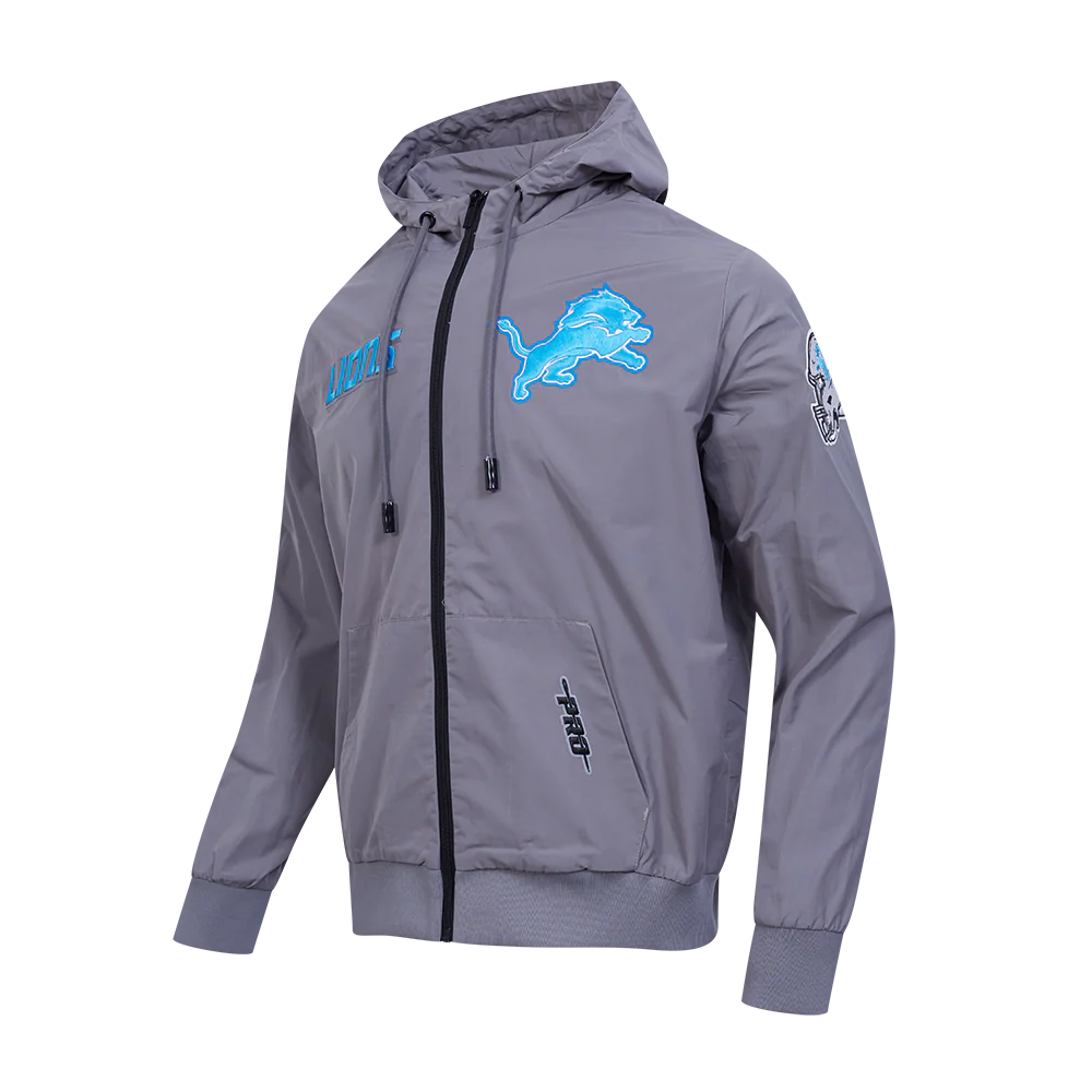 NFL DETROIT LIONS CLASSIC WIND SUIT MEN'S WOVEN FULL ZIP PULLOVER HOODIE (GRAY) - Image 2