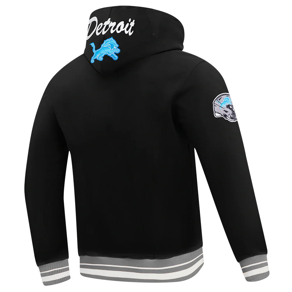 NFL DETROIT LIONS TEAM BADGE MEN'S RIB FLC PO HOODIE (BLACK/GRAY) - Image 8