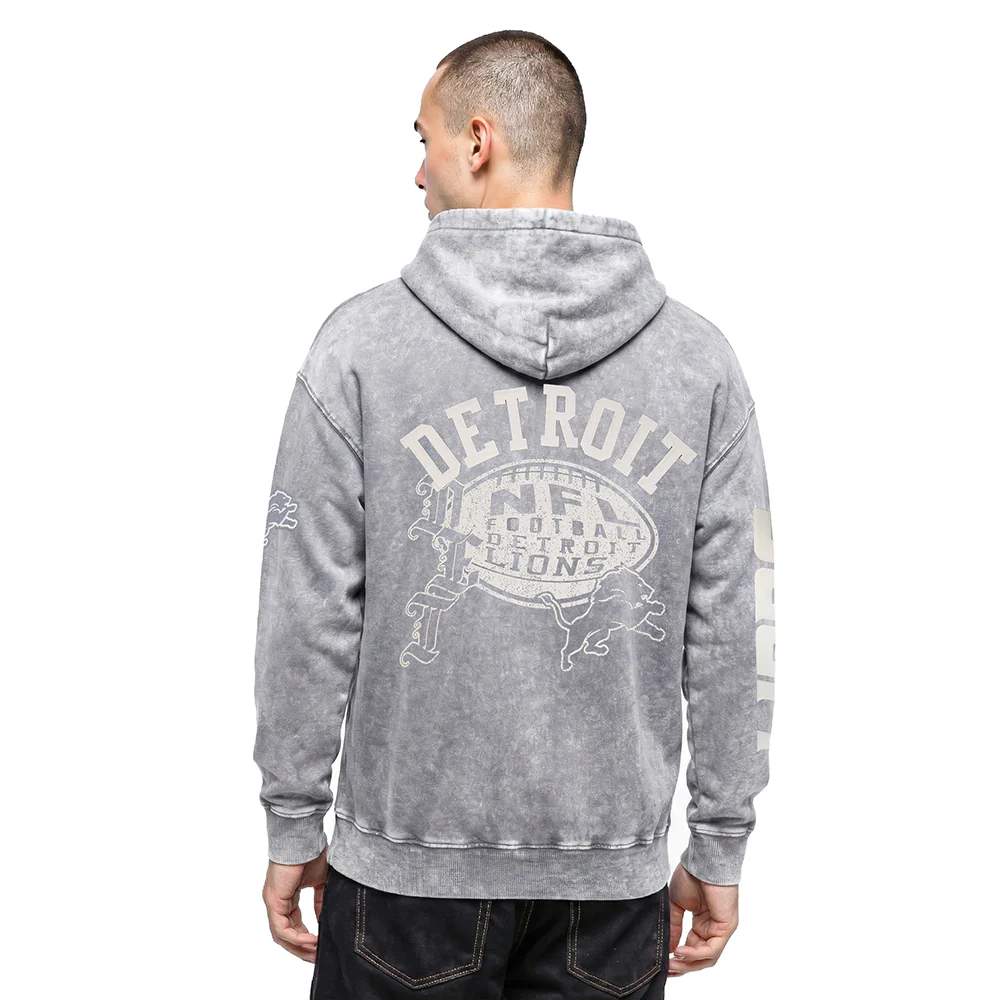 NFL DETROIT LIONS STREET TEAM MEN'S ENZYME WASH DS FT PO HOODIE (WASHED GREY) - Image 2