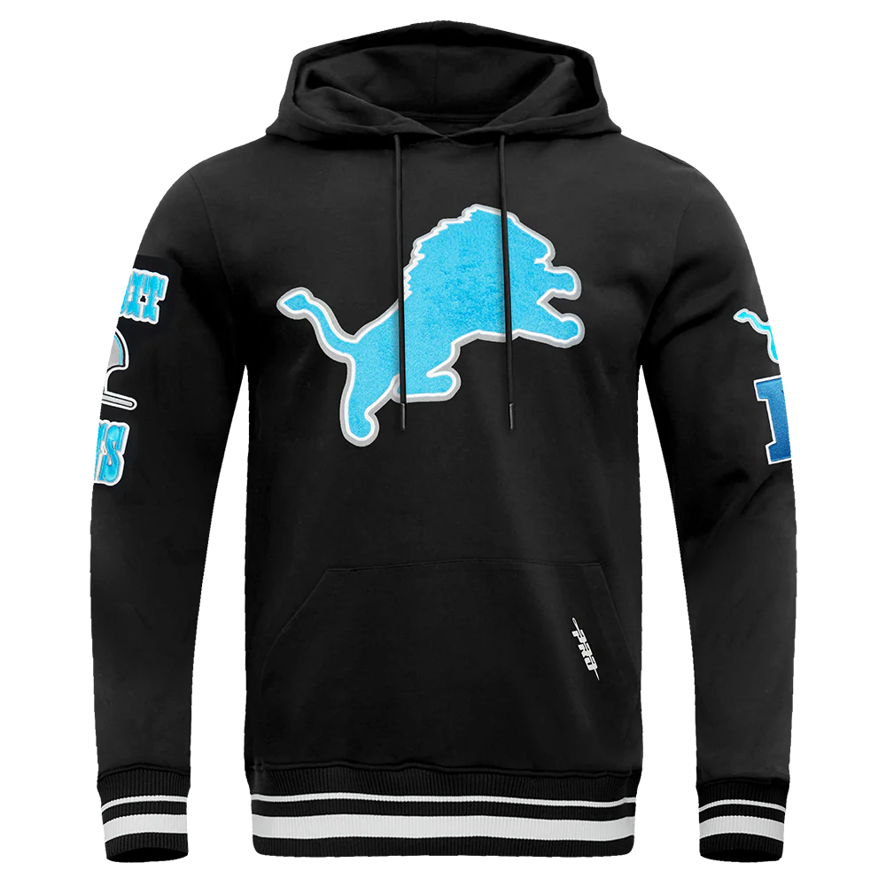 NFL DETROIT LIONS RETRO CLASSIC MEN'S PULLOVER HOODIE (BLACK)