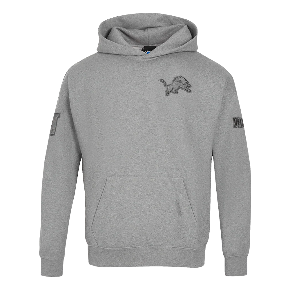 NFL DETROIT LIONS NEUTRAL MEN'S DROP SHOULDER PULLOVER HOODIE (DARK HEATHER GRAY)