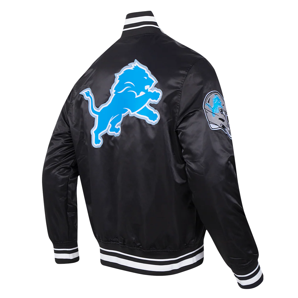 NFL DETROIT LIONS SCRIPT TAIL MEN'S SATIN JACKET (BLACK) - Image 8