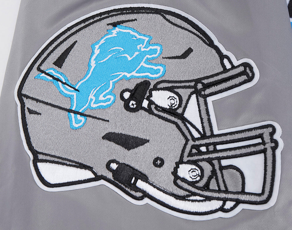 NFL DETROIT LIONS SCRIPT TAIL MEN'S SATIN JACKET (GRAY) - Image 8