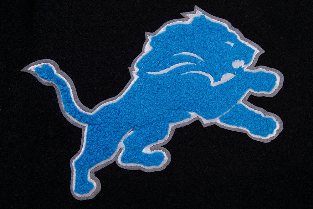 NFL DETROIT LIONS CLASSIC MEN'S WOOL VARSITY JACKET (BLACK/WHITE) - Image 5