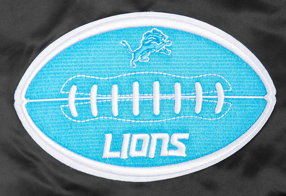 NFL DETROIT LIONS OLD ENGLISH MEN'S RIB SATIN JACKET (BLACK) - Image 6