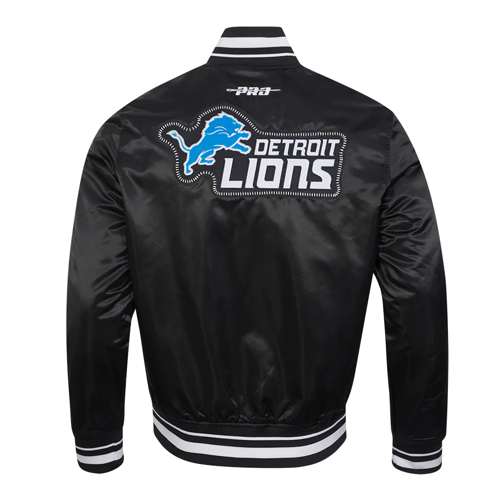 NFL DETROIT LIONS DIY PICK STITCH MEN'S RIB SATIN JACKET (BLACK) - Image 3