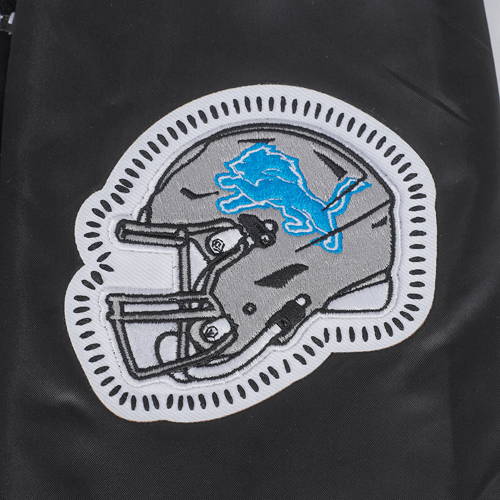 NFL DETROIT LIONS DIY PICK STITCH MEN'S RIB SATIN JACKET (BLACK) - Image 7