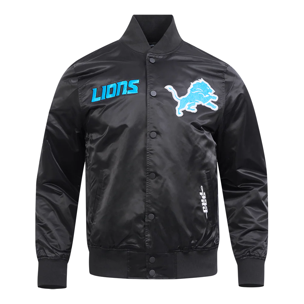 NFL DETROIT LIONS SOUVENIR MEN'S SATIN JACKET (BLACK) - Image 5