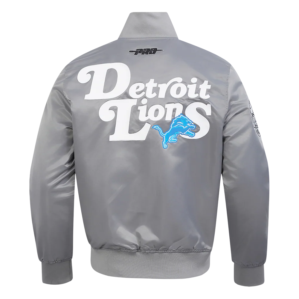 NFL DETROIT LIONS SOUVENIR MEN'S SATIN JACKET (GRAY) - Image 3