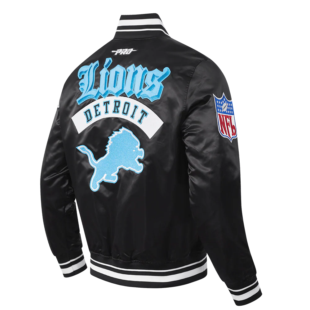 NFL DETROIT LIONS BEST OF MEN'S RIB SATIN JACKET (BLACK) - Image 17