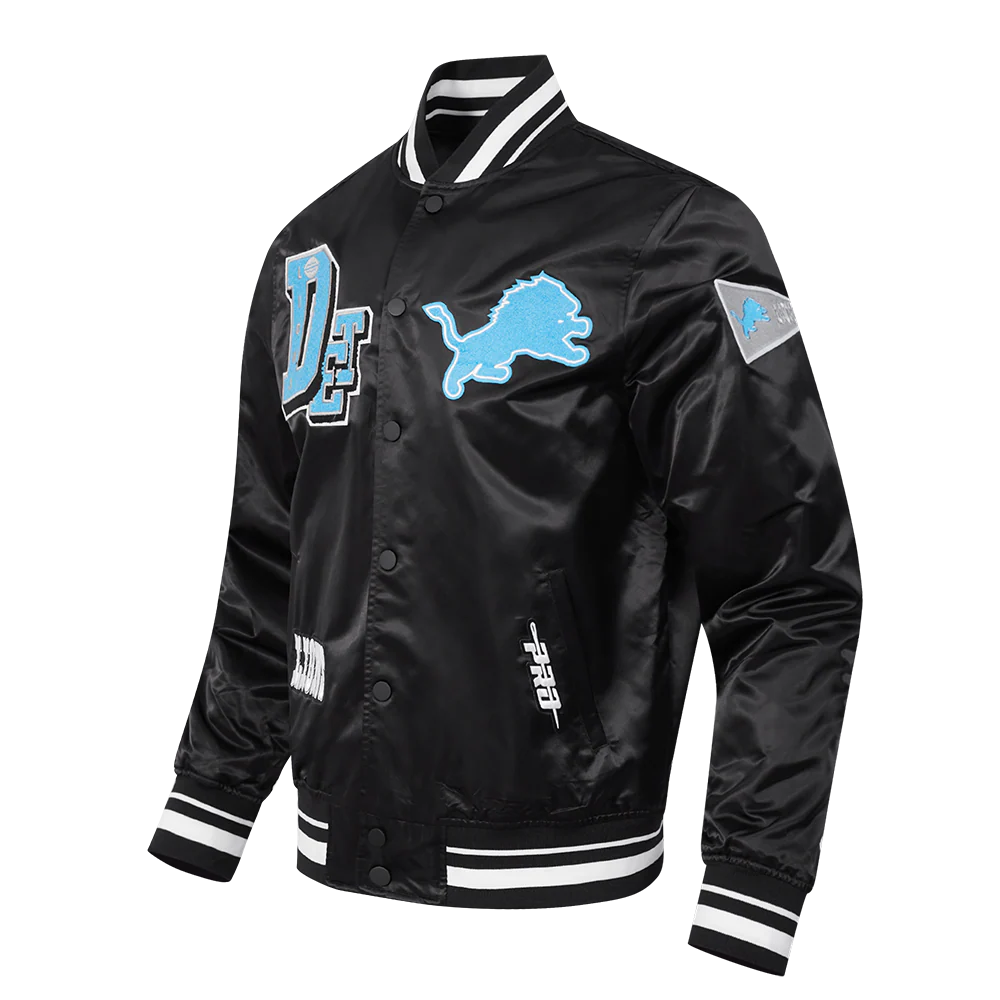 NFL DETROIT LIONS BEST OF MEN'S RIB SATIN JACKET (BLACK) - Image 4
