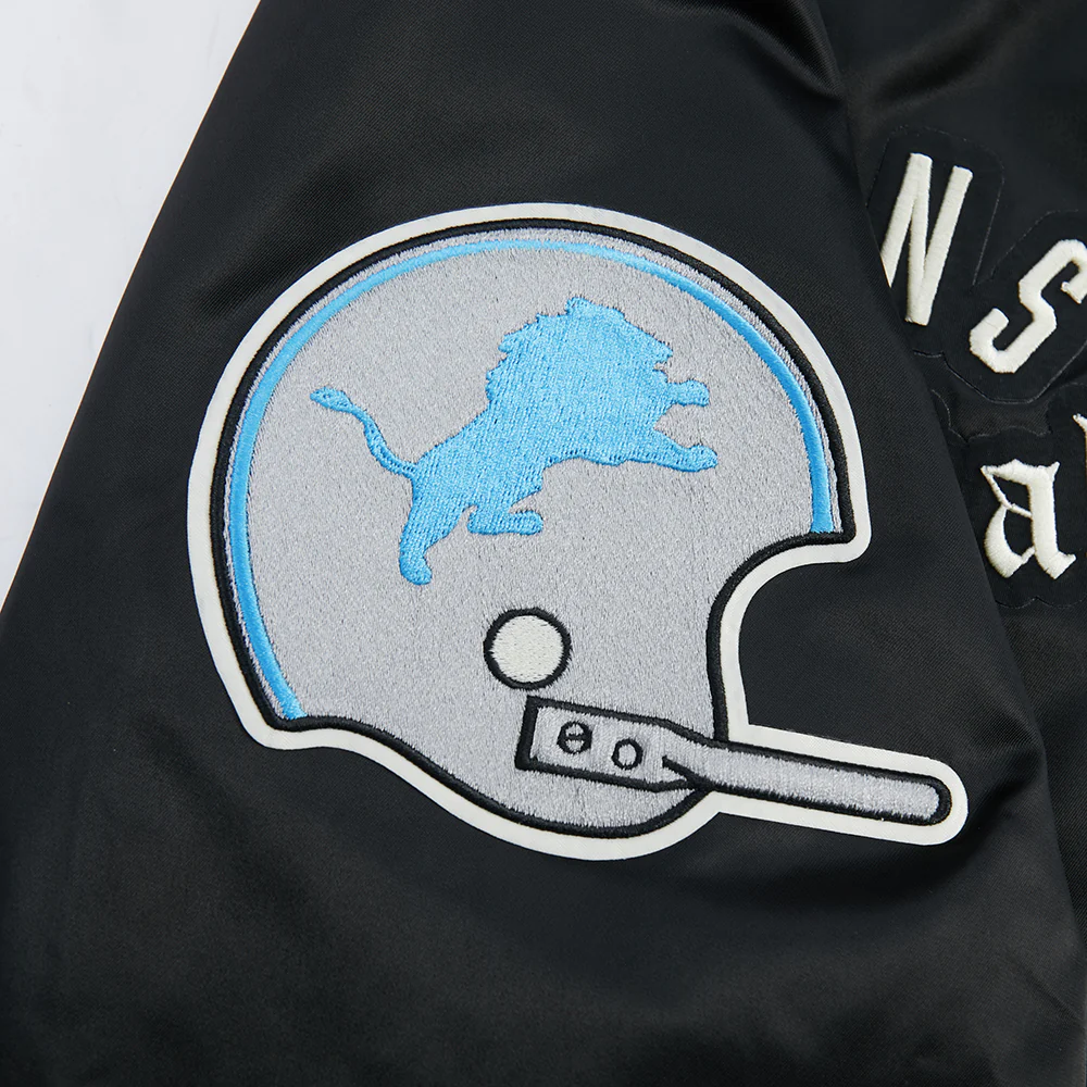 NFL DETROIT LIONS MODERN ORIGINALS MEN'S SATIN JACKET (BLACK) - Image 11