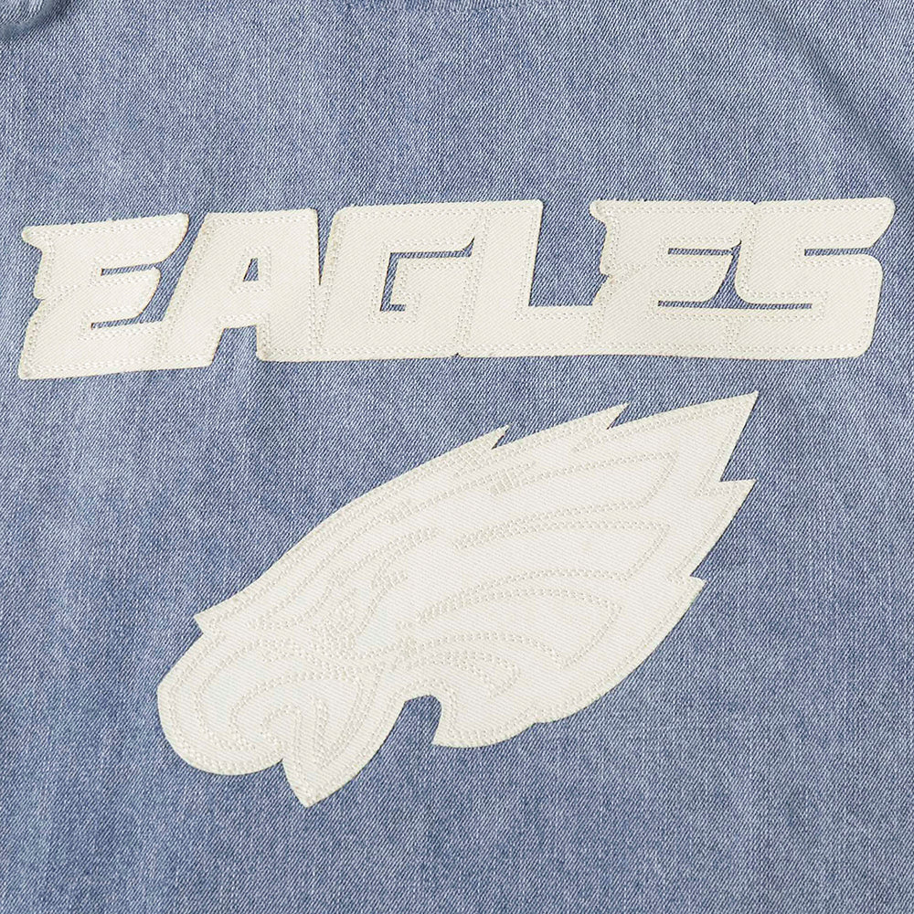 NFL DETROIT LIONS VARSITY BLUES MEN'S DENIM VARSITY JACKET (DENIM/LINEN) - Image 5